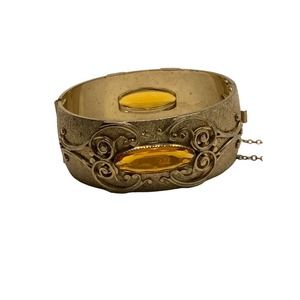 Vintage Whiting and Davis Art Deco Glass Hinged Bracelet